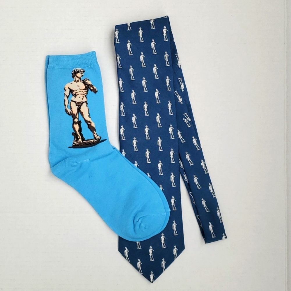 Italian Dream Set - Michaelangelo David Statue Tie and Sock Set
